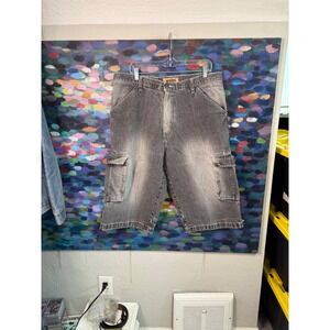 Vintage y2k 2000s Webs Mens Jean Cargo Shorts Size 38 Gray Denim Utility Pockets